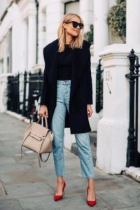 Jeans and high heels